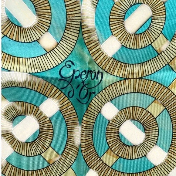 Hermès Eperon d'Or Silk Scarf Carré 90 Green Gold Vintage – Fading / Wear - Picture 4 of 7